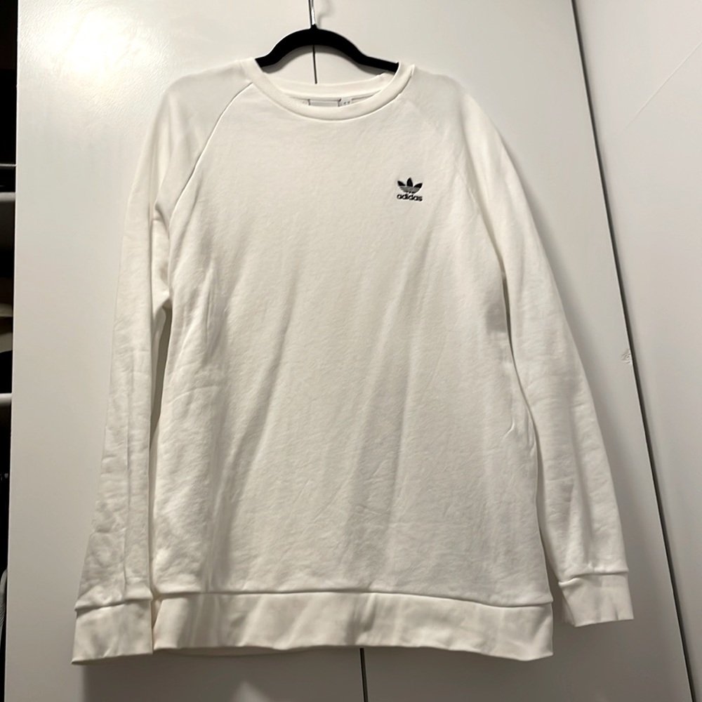 Adidas trefoil white crewneck